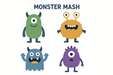 Obraz premium Colorful cartoon monsters with one eye and various shapes