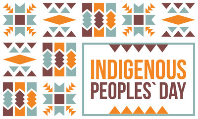 Indigenous Peoples' Day. Native American Day. American Indian culture. Heritage Month. Celebrate annual in United States. Tradition pattern. Poster, card, banner and background. Vector illustration