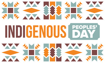 Indigenous Peoples' Day. Native American Day. American Indian culture. Heritage Month. Celebrate annual in United States. Tradition pattern. Poster, card, banner and background. Vector illustration