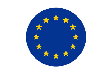 European union flag with twelve yellow stars on blue circle