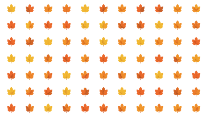 A plethora of Autumn leaves are depicted in a series of little icons, each with a flat design style, featuring warm colors such as orange, yellow, and red with png Transparent 