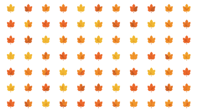 A plethora of Autumn leaves are depicted in a series of little icons, each with a flat design style, featuring warm colors such as orange, yellow, and red with png Transparent 