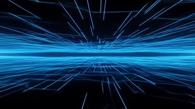 Abstract Blue Digital Grid Lines Background 3D Motion