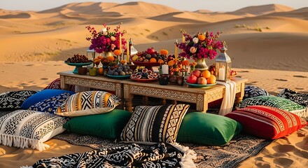 Desert Oasis - A Luxurious Picnic Amidst the Dunes.