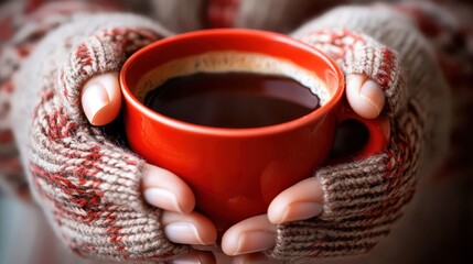 Cozy autumn morning with warm coffee for international coffee day celebration