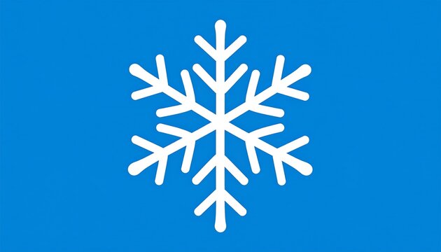 Simple white snowflake on a vibrant blue background