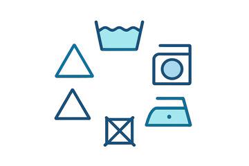 Standardized set of laundry care symbols for washing, bleaching, drying, and ironing
