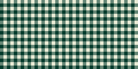 Seamless vector pattern with dark green and cream buffalo plaid checks, traditional tartan textile texture, classic rustic design for winter fashion, crafts, backgrounds, wrapping, holidays