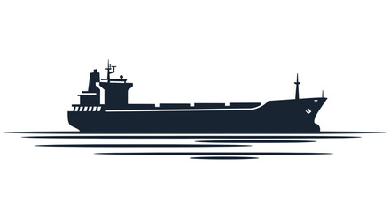 Obraz premium Vector graphic illustration of a freight vessel silhouette, representing global shipping and maritime trade concept