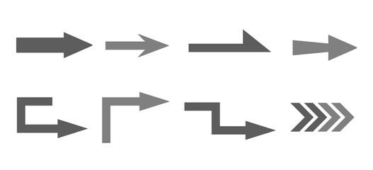 モノトーンのシンプルな矢印アイコンセット