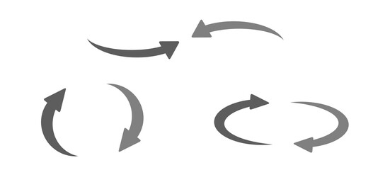 モノトーンのシンプルな曲線矢印セット
