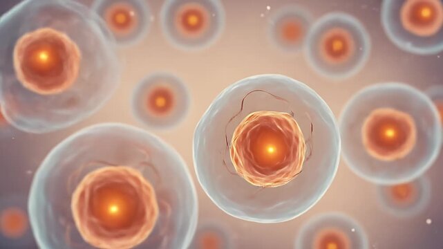 Realistic 3D Macro View of Human Cells Biological Illustration Background