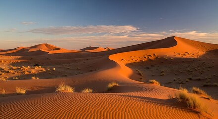 Golden Hour in the Sahara - A Serene Desert Landscape.