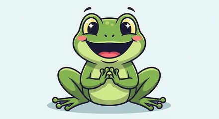 Cheerful Green Frog Cartoon Illustration with Big Eyes and a Wide Smile.