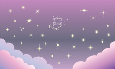 夜空とキラキラした星のベクターイラスト素材のバリエーションセット