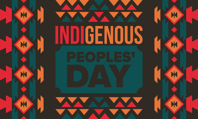 Indigenous Peoples' Day. Native American Day. American Indian culture. Heritage Month. Celebrate annual in United States. Tradition pattern. Poster, card, banner and background. Vector illustration