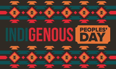 Indigenous Peoples' Day. Native American Day. American Indian culture. Heritage Month. Celebrate annual in United States. Tradition pattern. Poster, card, banner and background. Vector illustration