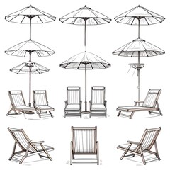 Beach furniture line drawing
