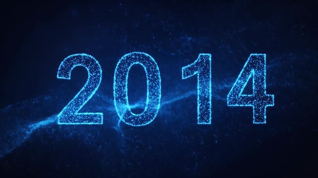 Abstract Blue Particle Year 2014 Background Animation