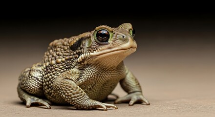 Close-up of a Toad with Prominent Eyes and Textured Skin.