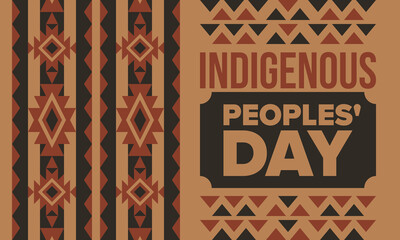 Indigenous Peoples' Day. Native American Day. American Indian culture. Heritage Month. Celebrate annual in United States. Tradition pattern. Poster, card, banner and background. Vector illustration