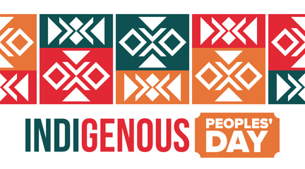 Indigenous Peoples' Day. Native American Day. American Indian culture. Heritage Month. Celebrate annual in United States. Tradition pattern. Poster, card, banner and background. Vector illustration