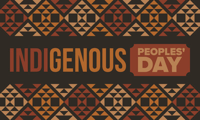 Indigenous Peoples' Day. Native American Day. American Indian culture. Heritage Month. Celebrate annual in United States. Tradition pattern. Poster, card, banner and background. Vector illustration