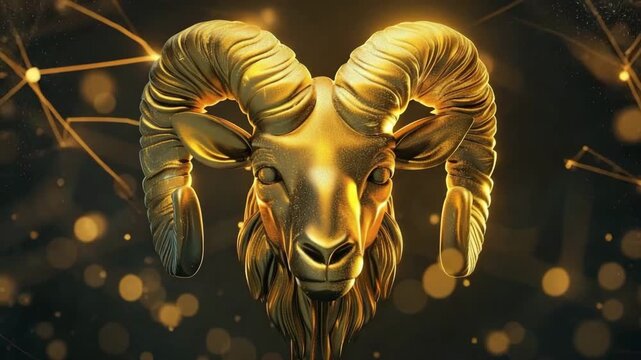 Abstract composition with concept of Aries zodiac sign symbol