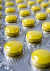 Yellow Pills in Blister Pack - Medication and Healthcare.
