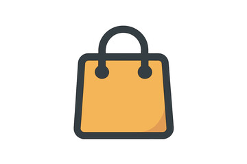 Stylized orange and dark gray shopping bag representing consumerism and online store transactions