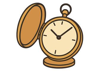 Classic gold pocket watch with open cover showing the clock face and hands