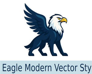 This modern vector illustration features a unique hybrid creature combining the strength of a wolf and the majesty of an eagle.