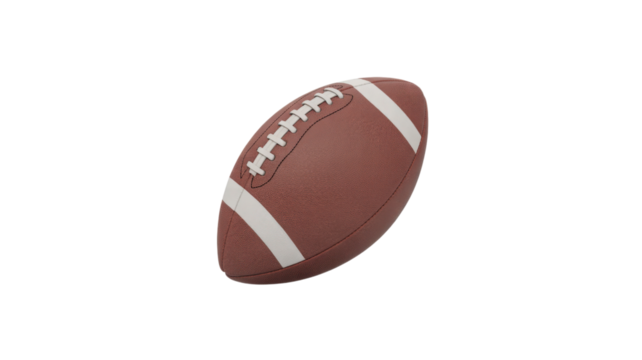 Brown American Football with White Stripes isolated on a transparent background