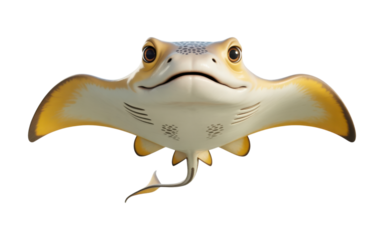 Cartoon Stingray Character isolated on a transparent background