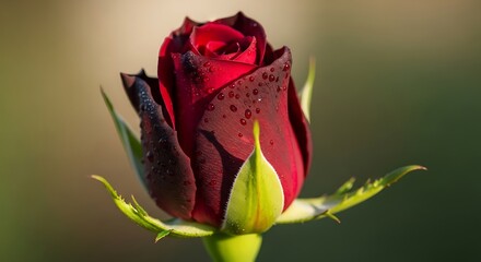 Crimson Rose Bud - A Symbol of Love and Beauty in Bloom.
