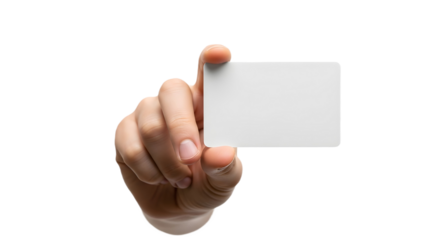 Hand Holding Plain White Business Card for Branding Mockup Corporate Identity Design or Professional Presentation Template, png