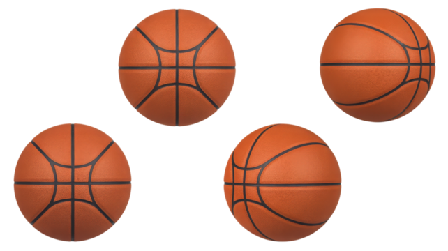 Four Basketballs Different Angles isolated on a transparent background