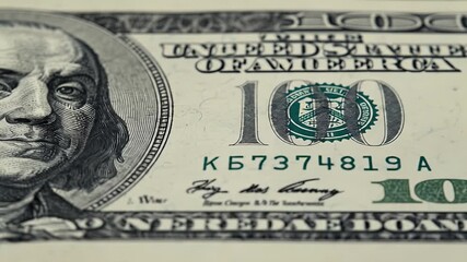Realistic Close Up Macro of a One Hundred Dollar Bill Detail
