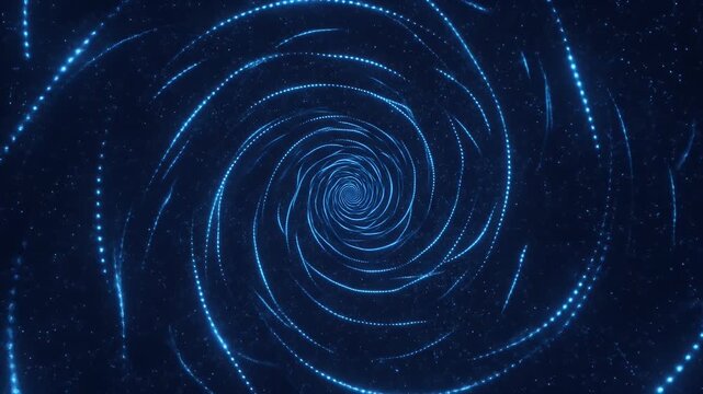 Abstract Blue Swirling Vortex Background of Glowing Particles