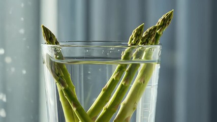 Realistic Close Up of Fresh Asparagus Spears in Water