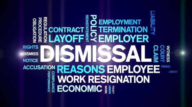 Dismissal animated word cloud-text design animation tag kinetic typography seamless loop.