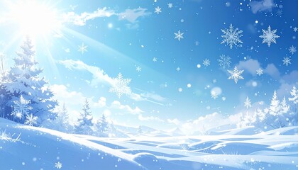空から降り注ぐ雪の結晶 　冬景色　snowflake