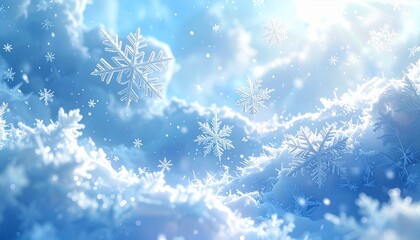 空から降り注ぐ雪の結晶 　冬景色　snowflake