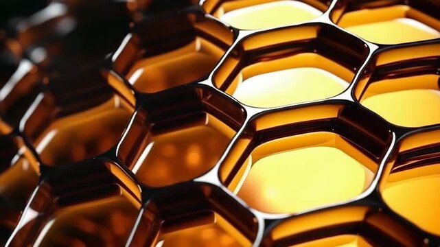 Traditional species honeycomb in colorful honey
