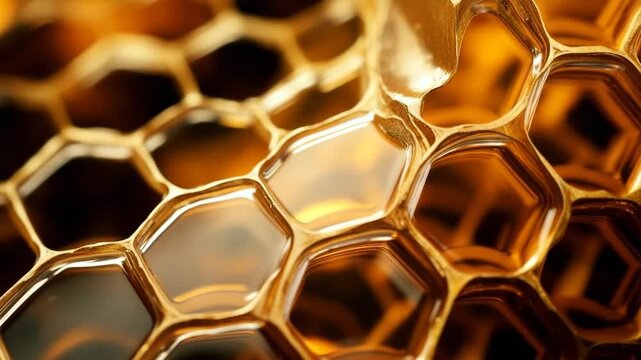 Traditional species honeycomb in colorful honey