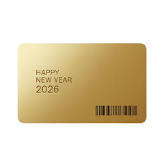 Luxury golden card happy new year 2026 greeting design isolated on transparent background
