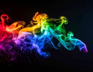 Colorful Smoke Swirl Creating a Vibrant Abstract Art Piece on a Dark Background