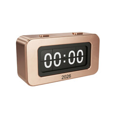 Rose gold 2026 flip clock new year countdown design isolated on transparent background
