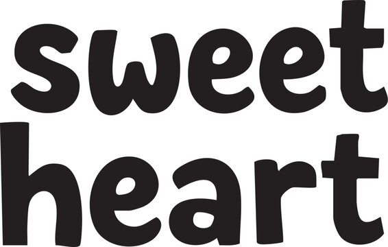 Sweet Heart Text Art – Bold Rounded Font, Playful Love Typography Vector