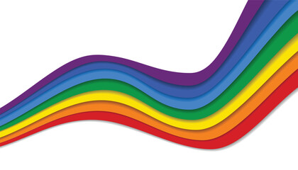 Ribbon wave design on white background. lgbt flag. rainbow abstract background